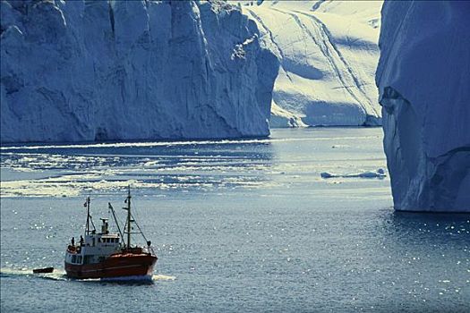 船,冰山,格陵兰