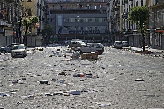 垃圾,左边,后面,市场,白天,那不勒斯,卡拉布里亚,意大利,欧洲
