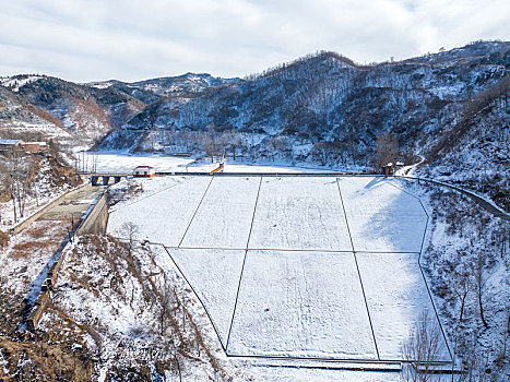 济南白炭窑水库雪景