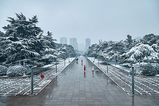 湖南省开福区烈士公园冬季雪景