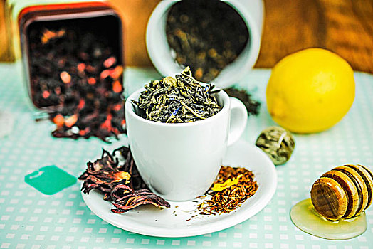 茶叶,杯子,绿色,南非博士茶,木槿,蜂蜜,柠檬