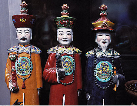 三个,中国人,小雕像,上海,中国