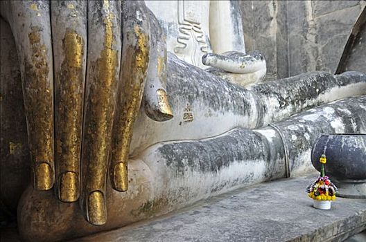 金箔,手,佛像,公园,素可泰,泰国,东南亚,亚洲