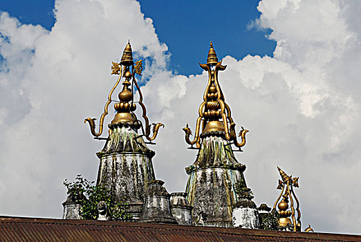 屋顶,装饰,帕苏帕蒂纳特寺,加德满都,尼泊尔,亚洲