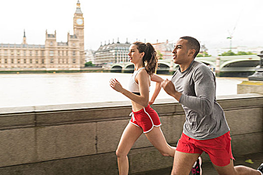 男性,女性,跑步,跑,伦敦,英国