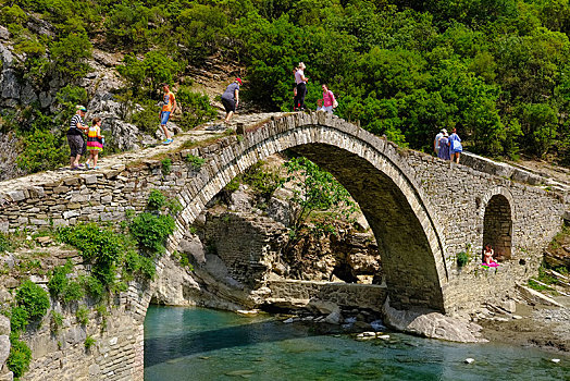 土耳其,石头,拱桥,河,靠近,国家公园,吉洛卡斯特拉,阿尔巴尼亚,欧洲