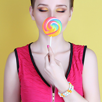 女孩,棒棒糖,吃,美女,化妆,拿着,糖果