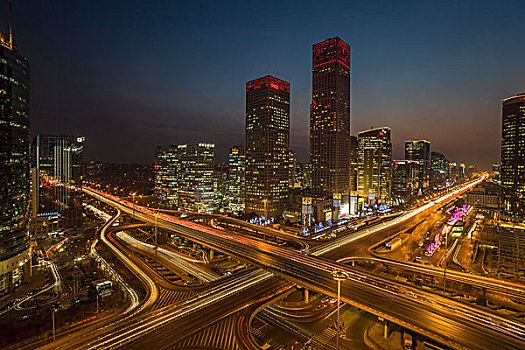 北京cbd地区夜景