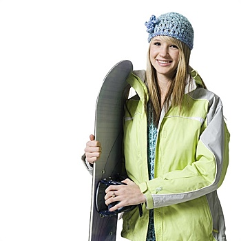 女孩,冬天,帽子,滑雪,微笑