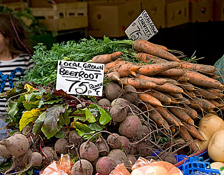 蔬菜,出售,市场货摊