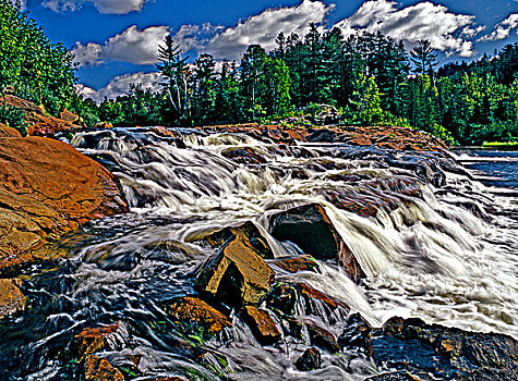 小,瀑布,流动,上方,石头,安大略省,加拿大