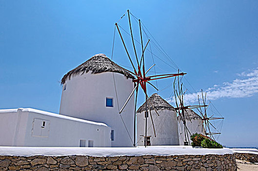 风车,米克诺斯岛,基克拉迪群岛,希腊,欧洲