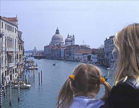 母女,俯视,大运河,大教堂,未知,建筑师,意大利,威尼托