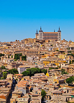 风景,城堡,托莱多,老城,卡斯提尔,拉曼查,西班牙,欧洲