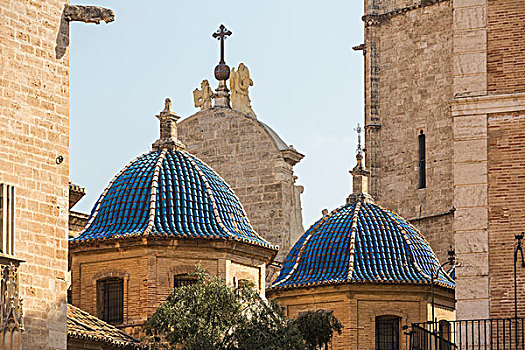 蓝色,圆顶,瓦伦西亚,大教堂,西班牙,欧洲