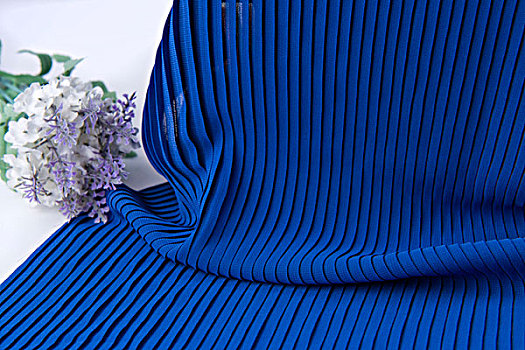 蓝色褶皱布背景,布料,布匹,绸缎