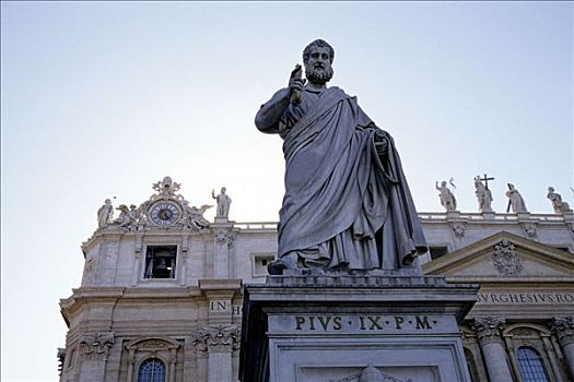 雕塑,圣彼得广场,背影,圣彼得大教堂,梵蒂冈,梵蒂冈城,意大利,欧洲