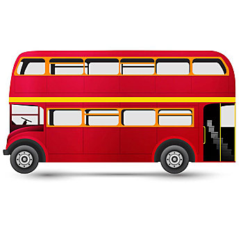 伦敦,红色公交车,矢量,插画,隔绝,白色背景,背景