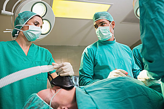 外科,看,监控,操作,手术室