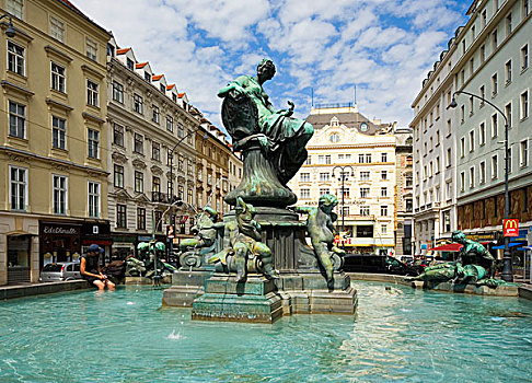 奥地利,维也纳,广场,喷泉