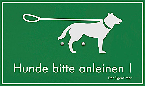 标识,德国,图像,放,狗,拴狗绳,向上,物主