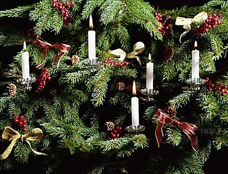 圣诞树,装饰,蜡烛