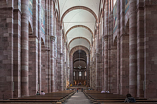 教堂中殿,纪念,教堂,新哥德式,施佩耶尔,莱茵兰普法尔茨州,德国,欧洲