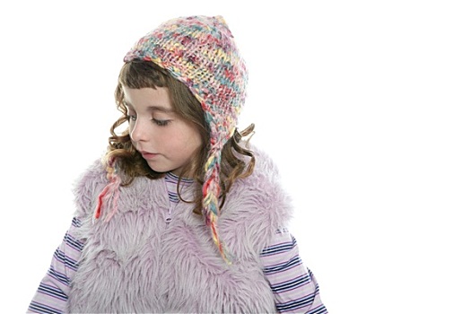 冬天,小女孩,毛织品,帽子,皮草