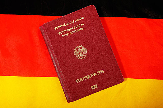 生物测量,护照,联邦德国,欧盟,德国,国旗,后面,欧洲