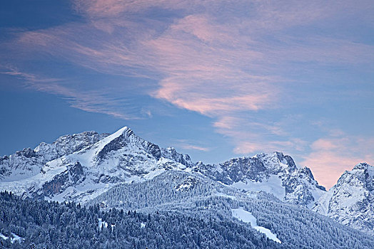 冬天,山,加米施帕藤基兴,巴伐利亚,德国
