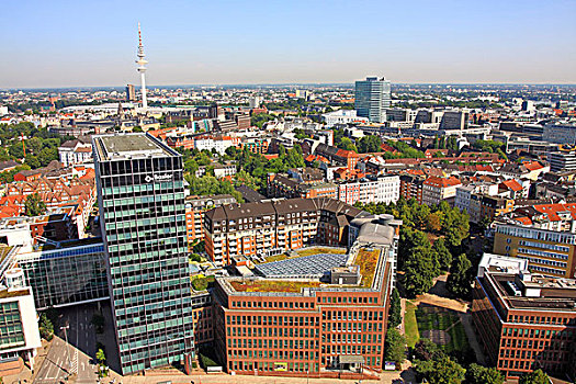 汉堡市,风景,尖顶,教堂,汉堡包,德国,欧洲