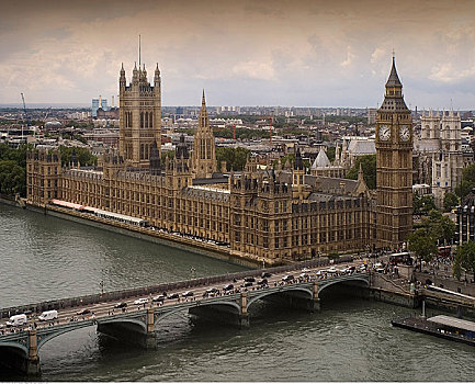 航拍,议会大厦,伦敦,英格兰