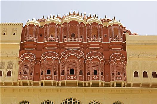 仰视,建筑,宫殿,风之宫,斋浦尔,拉贾斯坦邦,印度
