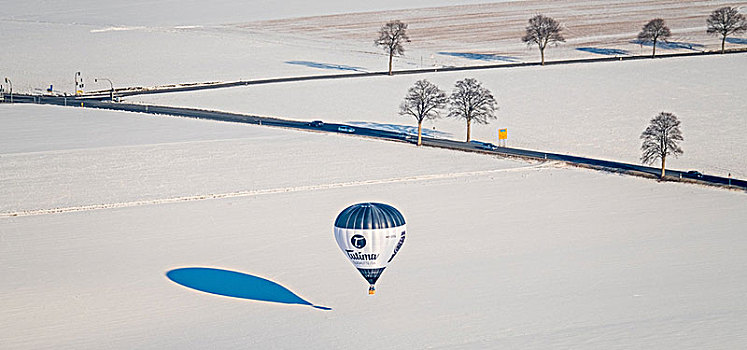 热气球,降落,雪面,冬天,天气,藻厄兰