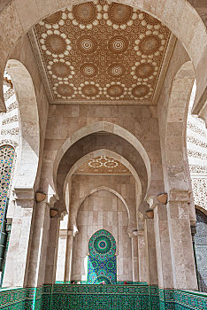 装饰,柱廊,哈桑二世清真寺,大,哈桑二世,摩尔风格,建筑,卡萨布兰卡,摩洛哥,非洲