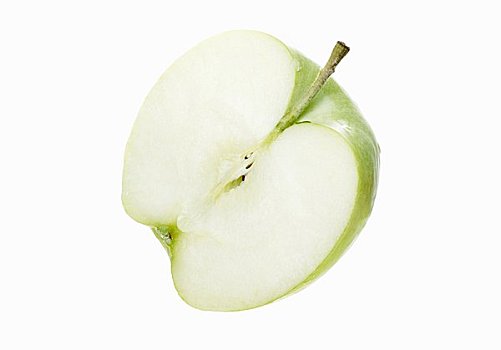 一半,澳洲青苹果,苹果,白色背景