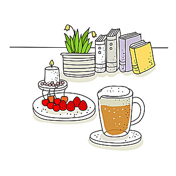 草莓,果汁,书本,背景