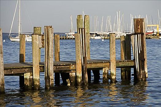 木质,柱子,码头,安纳波利斯,马里兰,美国