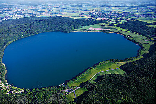 航拍,看,湖,区域,莱茵兰普法尔茨州,德国,欧洲