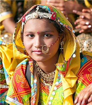 未知,女孩,彩色,种族,衣服,普什卡,拉贾斯坦邦,印度