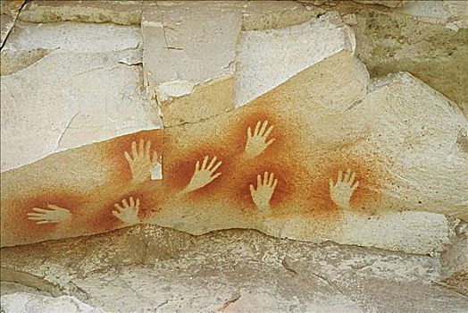 手势,石头,河,巴塔哥尼亚,阿根廷