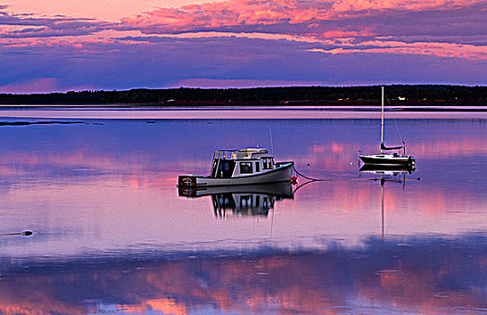 日落,堤道,爱德华王子岛,加拿大