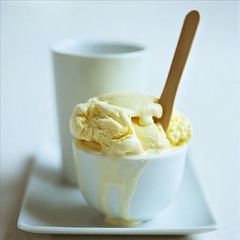 香草冰淇淋,白色,碗