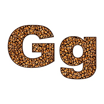 咖啡,文字,白色背景,一个,字母,字母g