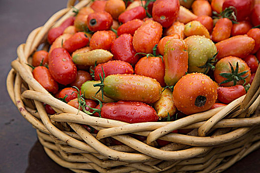 新鲜,西红柿,柳条篮