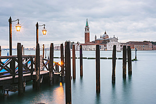 码头,大运河,圣乔治奥,马焦雷湖,岛屿,背景,威尼斯,意大利