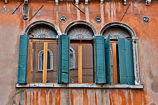 窗户,绿色,威尼斯,意大利