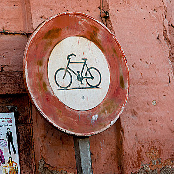 特写,自行车,道路,标识,麦地那,马拉喀什,摩洛哥