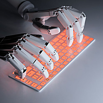 机器人,打字,概念,键盘