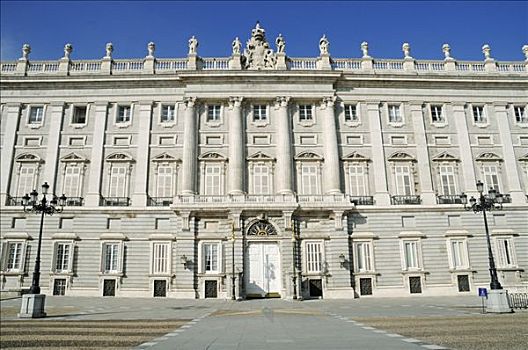 正面,马德里皇宫,皇宫,东方,马德里,西班牙,欧洲